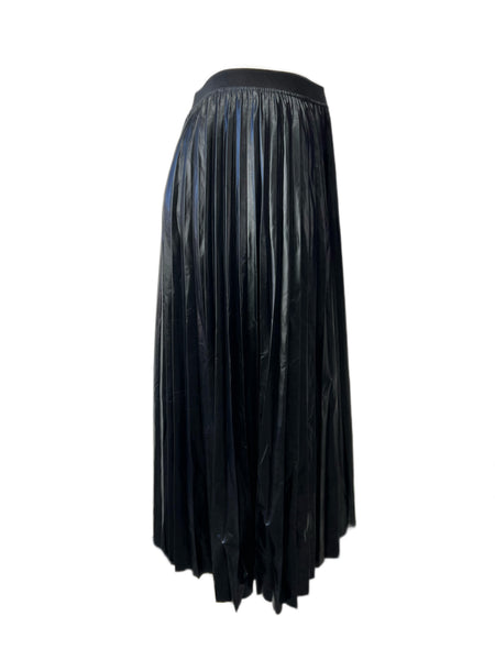 Marina Rinaldi Women's Black Occulto Faux Leather Pleated Skirt NWT