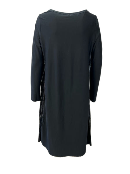 Marina Rinaldi Women's Nero Occupato Long Sleeve Jersey Dress NWT