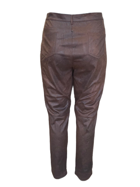 Marina Rinaldi Women's Brown Ocelot Straight Pants NWT