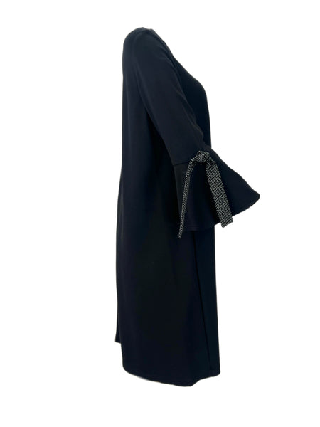 Marina Rinaldi Women's Black Ocra Flare Sleeve Jersey Dress Size S NWT