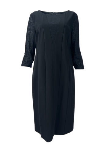 Marina Rinaldi Women's Black Ogivale Lace Sleeve Sheath Dress NWT