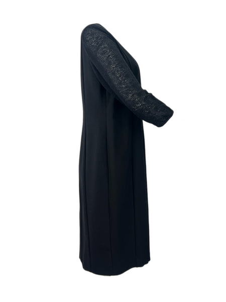 Marina Rinaldi Women's Black Ogivale Lace Sleeve Sheath Dress NWT