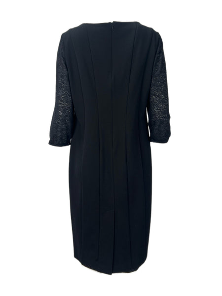 Marina Rinaldi Women's Black Ogivale Lace Sleeve Sheath Dress NWT