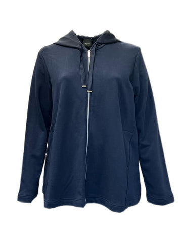 Marina Rinaldi Women's Blue Oil Hooded Jersey Jacket Size XL NWT