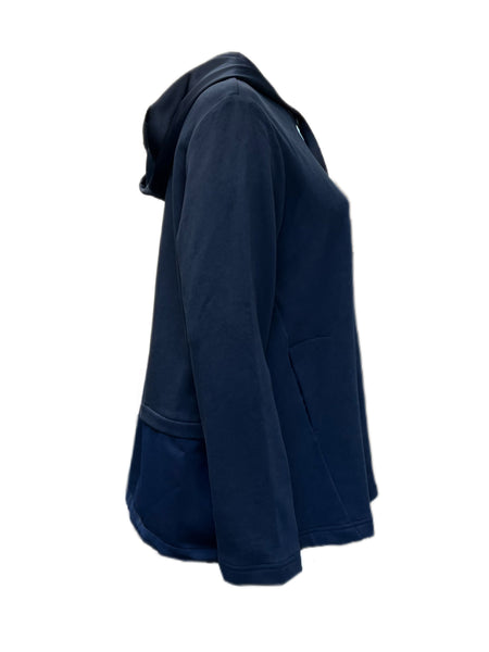 Marina Rinaldi Women's Blue Oil Hooded Jersey Jacket Size XL NWT