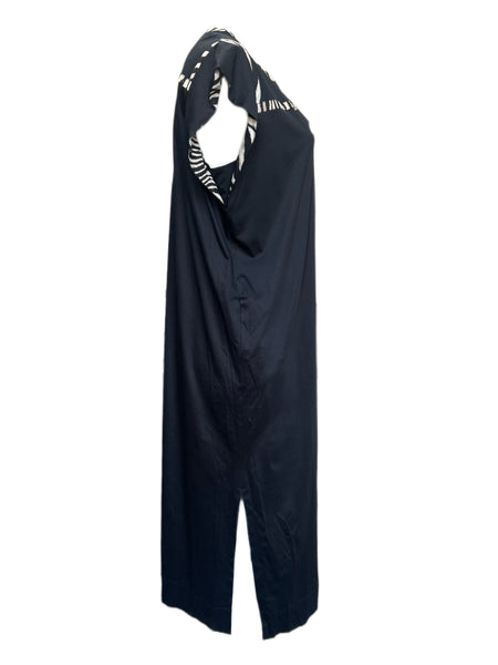 Marina Rinaldi Women's Nero Oleum Cap Sleeve Jersey Maxi Dress NWT