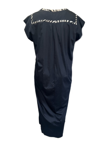 Marina Rinaldi Women's Nero Oleum Cap Sleeve Jersey Maxi Dress NWT