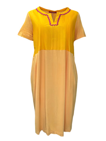 Marina Rinaldi Women's Yellow Olifante Jersey Shift Dress Size XL NWT