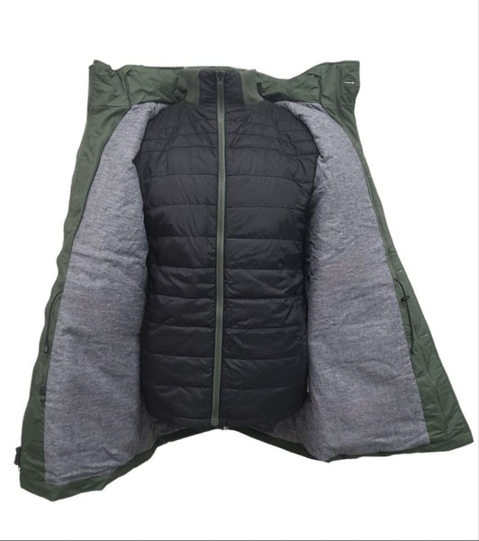 HoodLamb Men's Olive Green Hemp 2-1 Parka with Vest 420 MWJ007 NWT