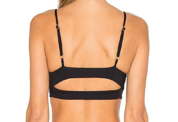 L SPACE By MONICA WISE Women's Black Olivia Deep V-Neck Swim Top #LSOLT17 D NWT