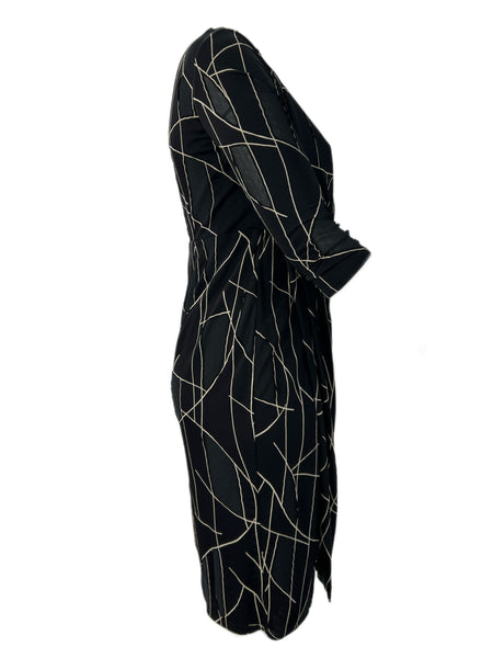 Marina Rinaldi Women's Black Ombra 3/4 Sleeve Jersey Dress Size 12/W21