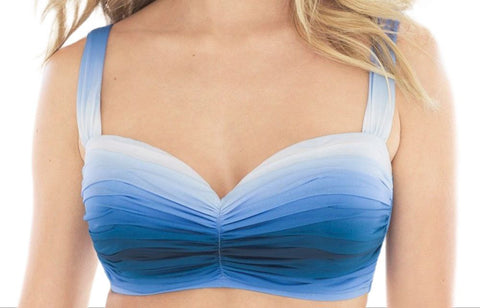 BLEU ROD BEATTIE Women's Blue Hola Ombre Swim Bikini Top #2917 38D NWT