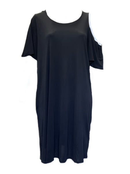 Marina Rinaldi Women's Black Omega Cold Shoulder Shift Dress Size XL NWT