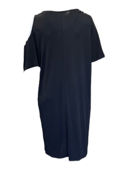 Marina Rinaldi Women's Black Omega Cold Shoulder Shift Dress Size XL NWT