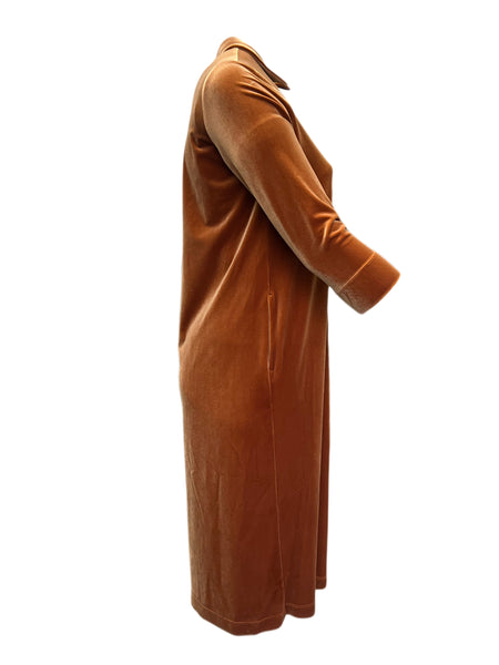 Marina Rinaldi Women's Orange Opalino Velour Shirt Dress NWT