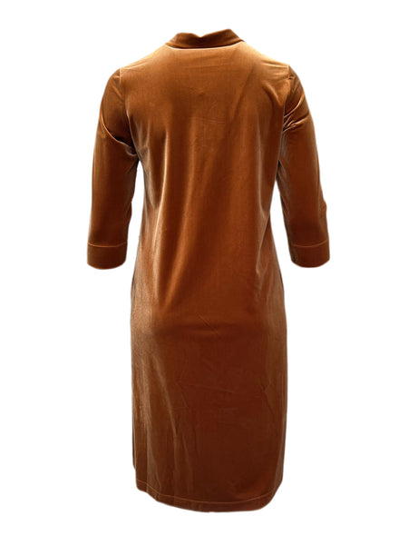 Marina Rinaldi Women's Orange Opalino Velour Shirt Dress NWT