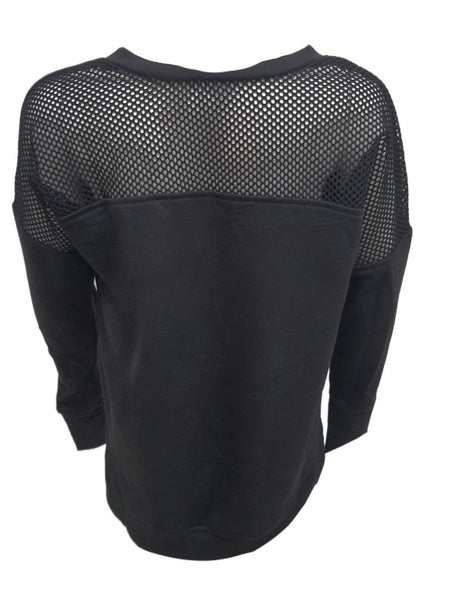 TEREZ Girl's Black Fishnet Insert Sweatshirt #12428234 NWT