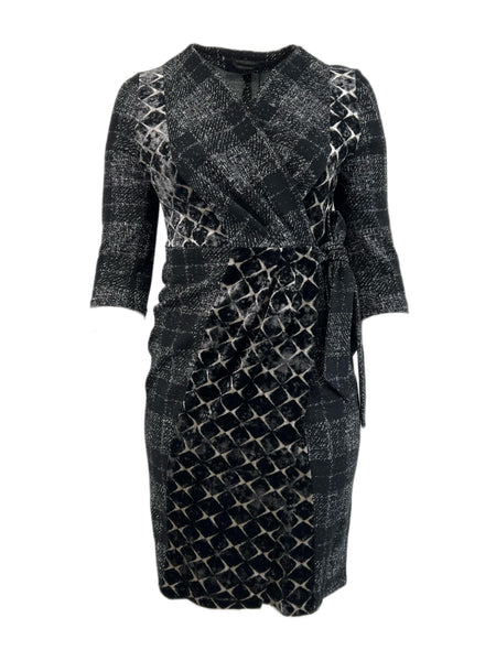 Marina Rinaldi Women's Black Opera Wool Blended Wrap Dress Size 12W/21 NWT