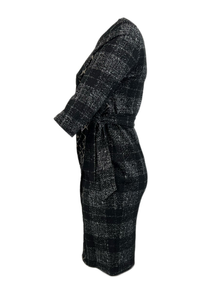 Marina Rinaldi Women's Black Opera Wool Blended Wrap Dress Size 12W/21 NWT