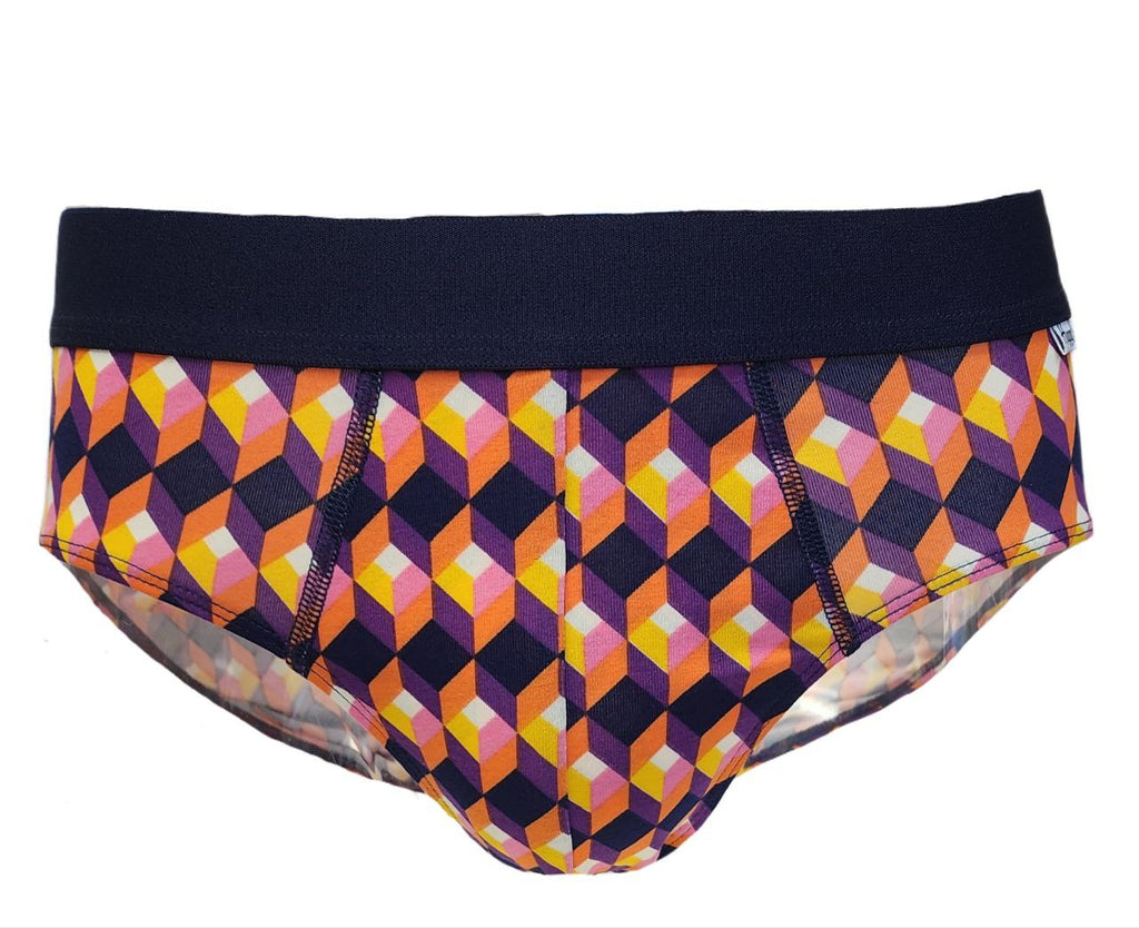 HAPPY SOCKS Men's Orange Optic Square Cotton Breathable Brief Medium NWT