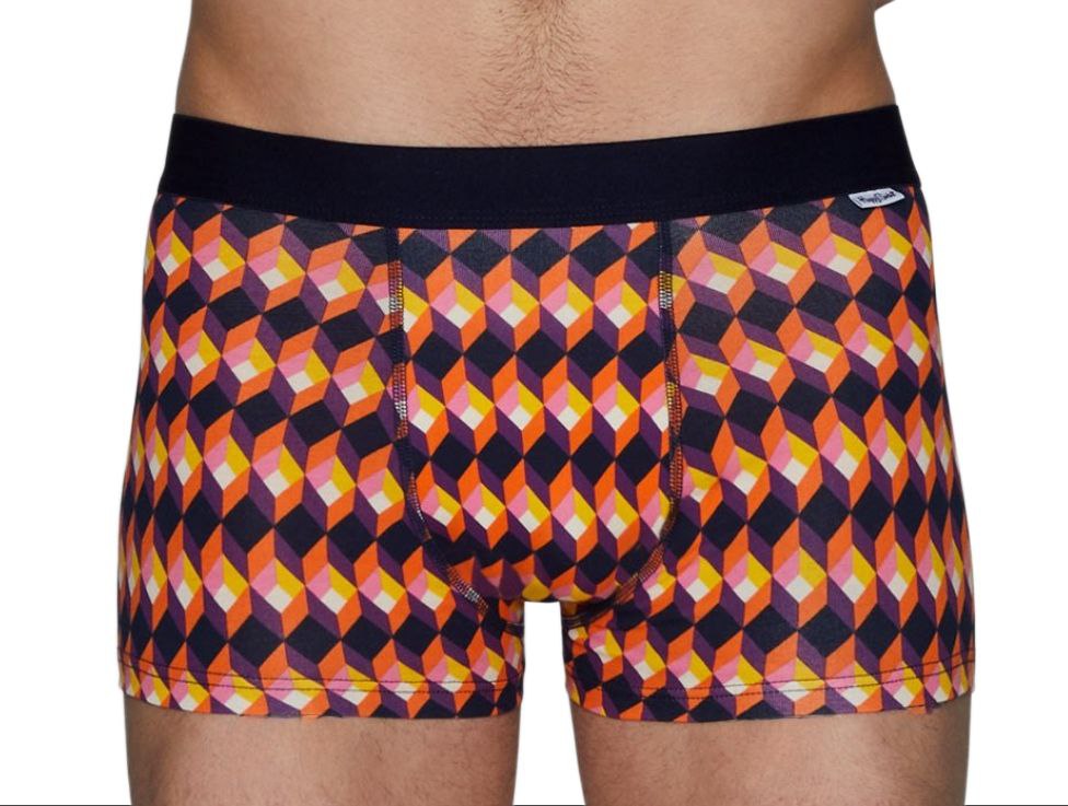 HAPPY SOCKS Men's Orange Optic Square Cotton Breathable Trunk Medium NWT