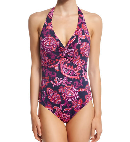 TOMMY BAHAMA Women's Pink Wild Orchid Jacobean One Piece Swimsuit #11460 8 NWT
