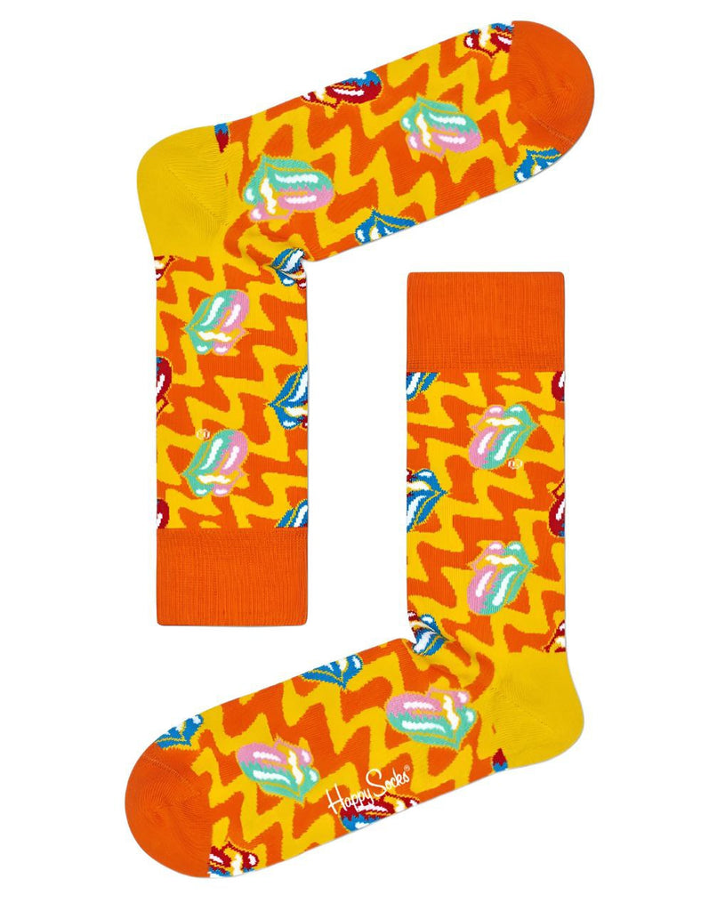 HAPPY SOCKS x Rolling Stones Women's Orange Limited Edition Socks 5.5-9.5 NWT