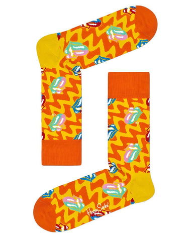 HAPPY SOCKS x Rolling Stones Women's Orange Limited Edition Socks 5.5-9.5 NWT