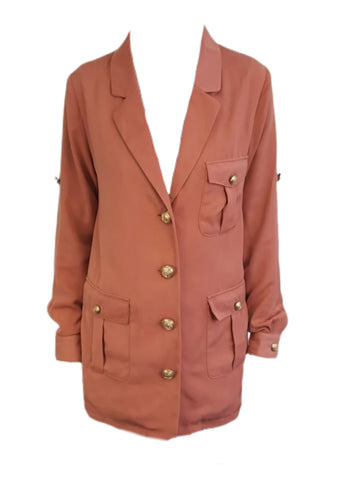 MADISON THE LABEL Women's Orange Convertible Sleeve Blazer #MS0073 X-Small NWT