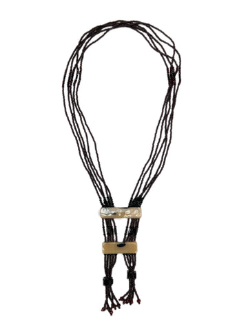 Max Mara Women's Bordeaux Osiride Beaded Long Necklace One Size NWT