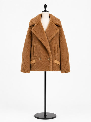 Max Mara Women's Brown Ozio Button Closure Short Coat NWT