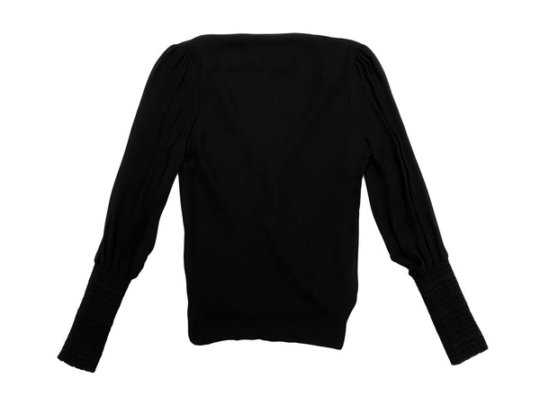 Hanley Mellon Women's Long Sleeve Wrap Top with Smocking