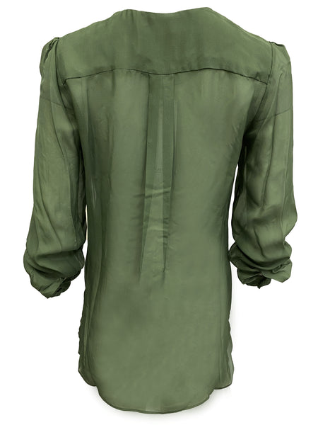 Hanley Mellon Women's Collarless Military Blouse