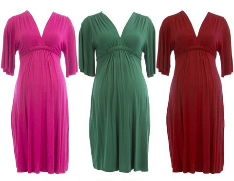 OLIAN Maternity Women's Loose Sleeve V-Neck Empire Waist Dress $125 NWT
