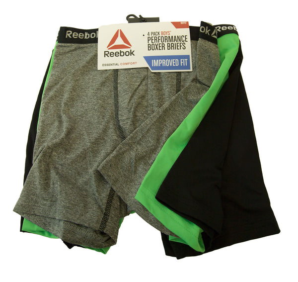 REEBOK Boy's 4 Pack Performance Boxer Briefs NEW