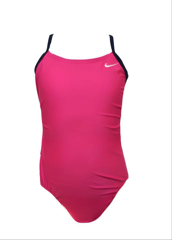 NIKE Girl's Pink Thin Straps Round Neck One Piece Swimsuit #NESS6719 28 NWT