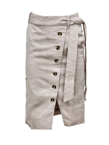 HoodLamb Women's Khaki Side Button Down Hemp Skirt 420 NWT