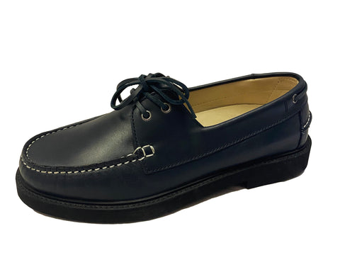 A.P.C. Men's Navy Blue Leather Boat Shoes $455 NWOB