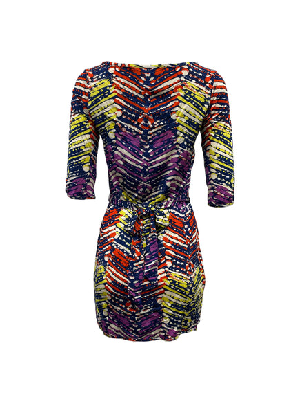 Leota Women's Multicoloured Painted Herringbone Mini Dress #2073 Small NWT