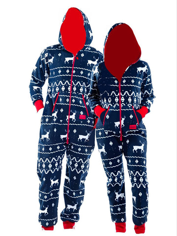 TIPSY ELVES Unisex Blue Fair Isle Reindeer Pajama Jumpsuit #JMP02 NWT