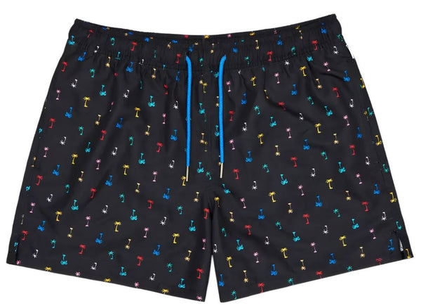 HAPPY SOCKS Men's Black Palm Beach Mesh Lining Swimming Shorts NWT