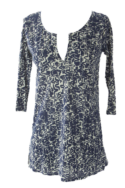 VELVET by Graham & Spencer Women's Cobalt Print Mandarin Collar Tunic S $129 NEW