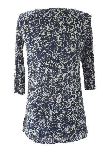 VELVET by Graham & Spencer Women's Cobalt Print Mandarin Collar Tunic S $129 NEW