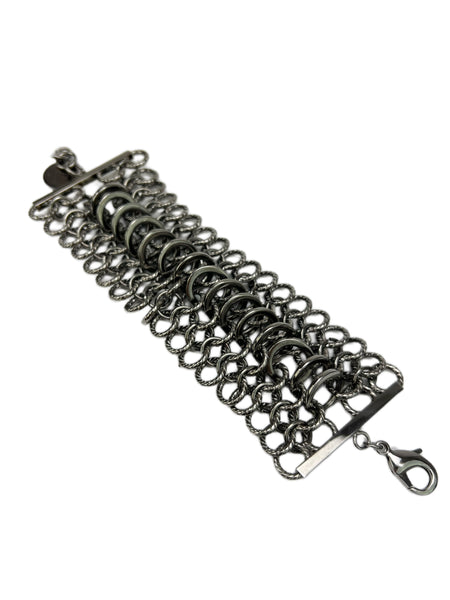 Max Mara Women's Grey Panda Chain 5 Strand Chain Wide Bracelet One Size NWT