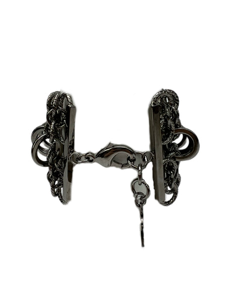 Max Mara Women's Grey Panda Chain 5 Strand Chain Wide Bracelet One Size NWT