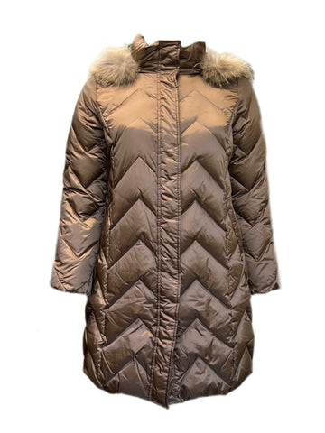 Marina Rinaldi Women's Brown Pandoro Hooded Down Coat NWT