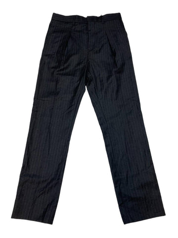 BLK DNM Men's Dark Grey Striped Wool Dress Pant 5 Size 48 US 32 NWT