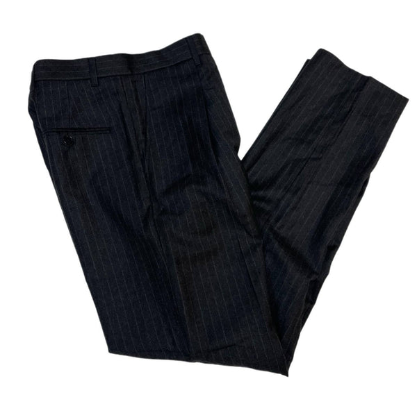 BLK DNM Men's Dark Grey Striped Wool Dress Pant 5 Size 48 US 32 NWT