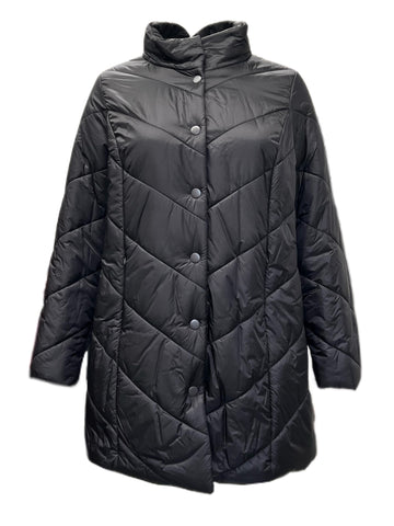 Marina Rinaldi Black Pantone Hooded Quilted Jacket NWT