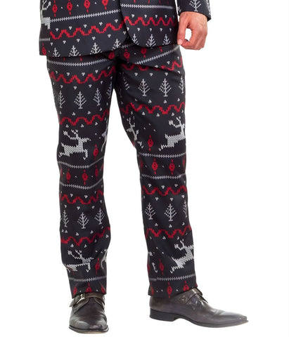 TIPSY ELVES Men's Black The Rage Deer Full Length Suit Pants #CMP NWT
